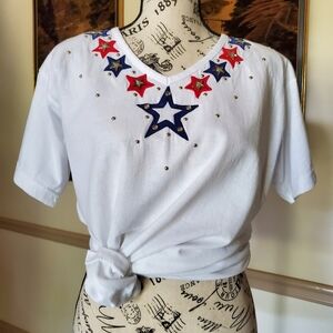 Vintage 4th Of July Star Embroidered T-shirt